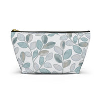 Cherry Plum Leaves Accessory Pouch w T-bottom in Aqua